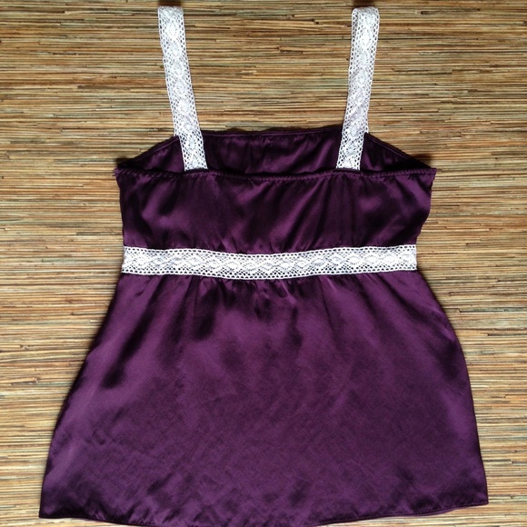 New York Company Cami Burgundy 100% Silk Lace Trim - Picture 2 of 8